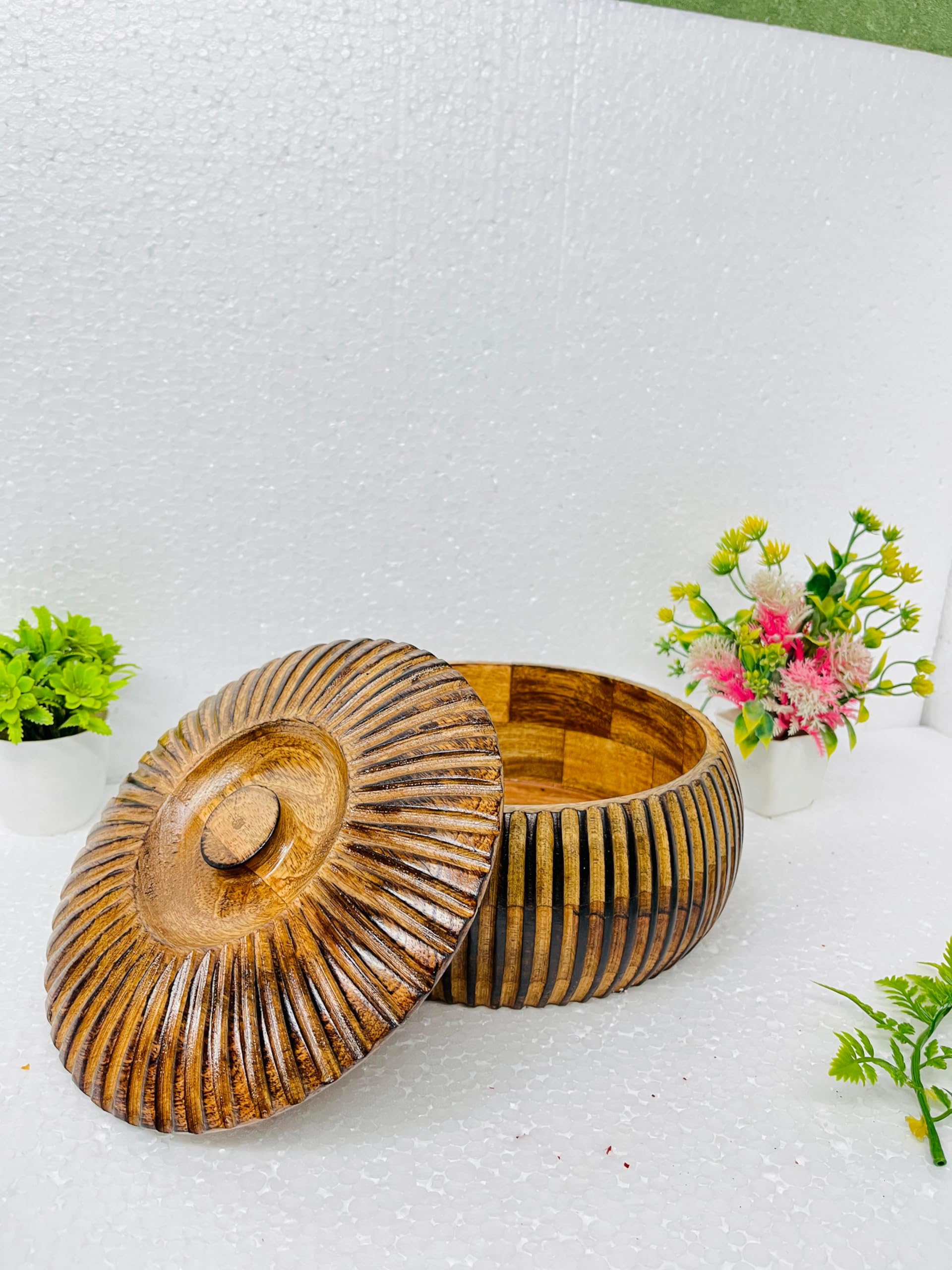 Mango Wood Pumpkin Shape Casserole or Chapati Box or wooden box